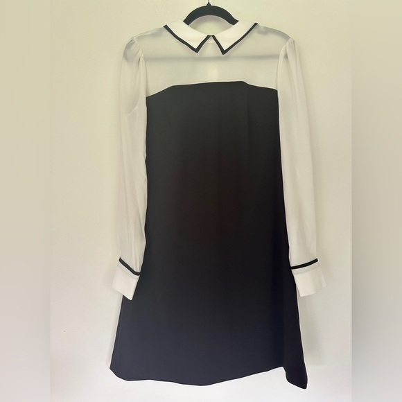 Tommy Hilfiger | Black and White Point Collar Long Sleeve Mini Dress - Picture 1 of 7